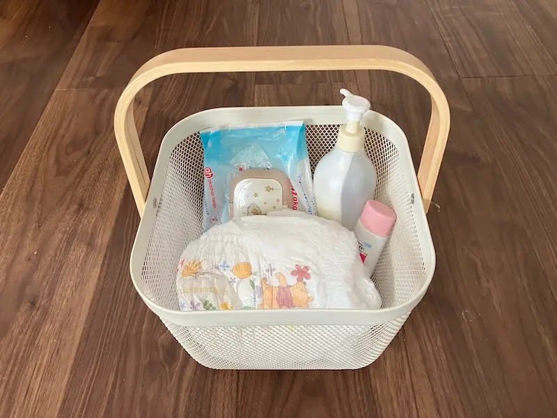 ベビーグッズ　ニトリのスチールバスケット